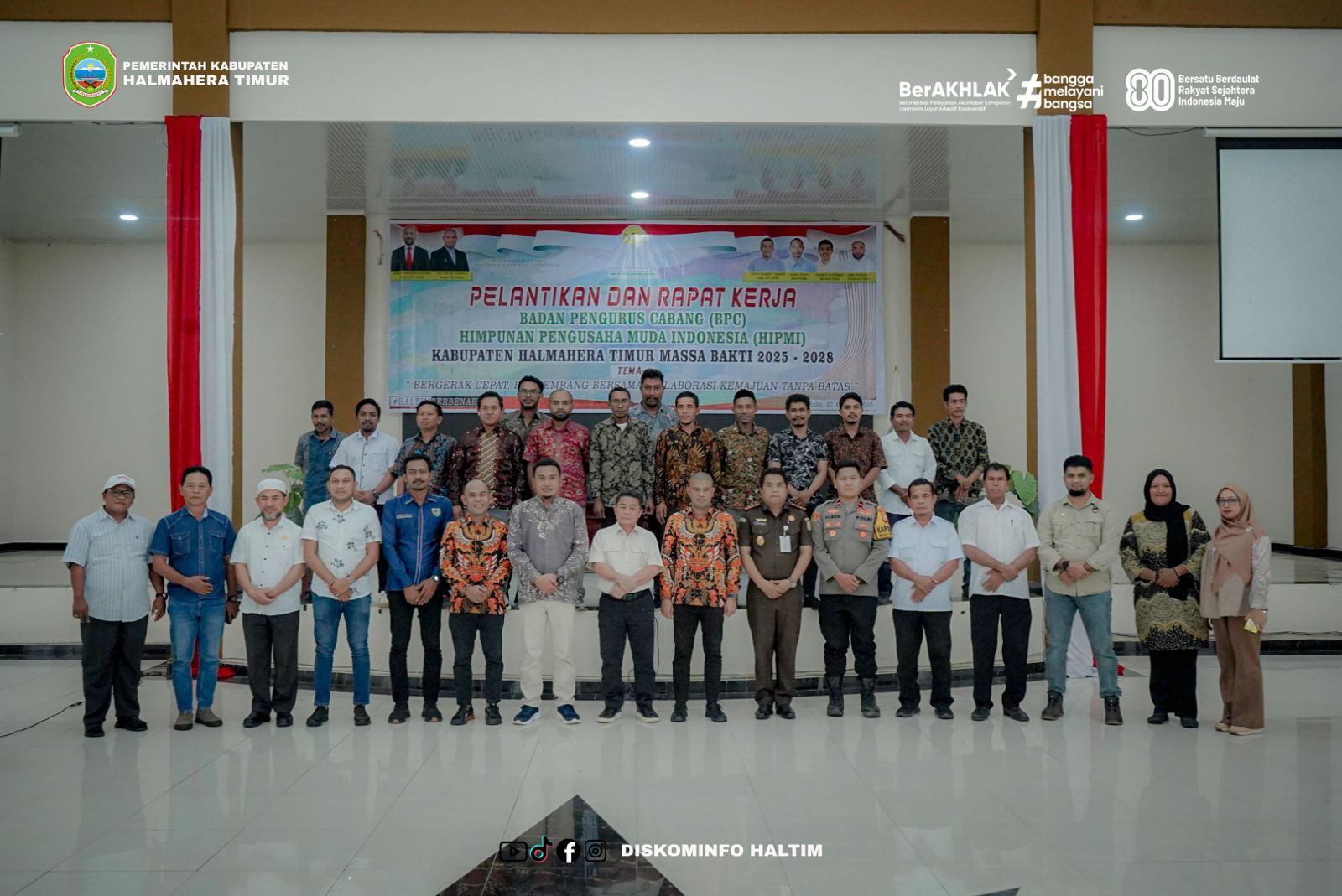 Wakil Bupati Hadiri Pelantikan dan Buka Rapat Kerja Pengurus BPC HIPMI Haltim Periode 2025-2028